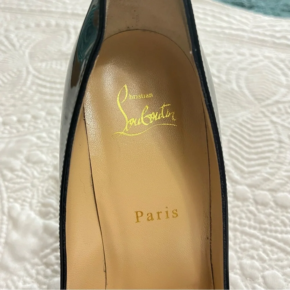 CHRISTIAN LOUBOUTIN Pigalle Follies 100 Pump Heel Black Patent Leather Size 39 - Picture 3 of 13